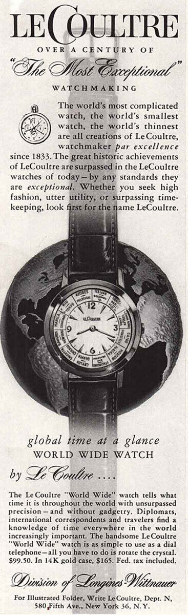 1957 LeCoultre Watch, Longines: Most Exceptional Vintage Print Ad