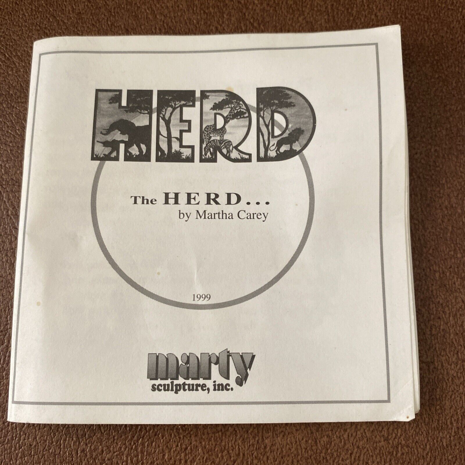 Marty Sculptures THE HERD by Martha Carey 1999 Informational Booklet