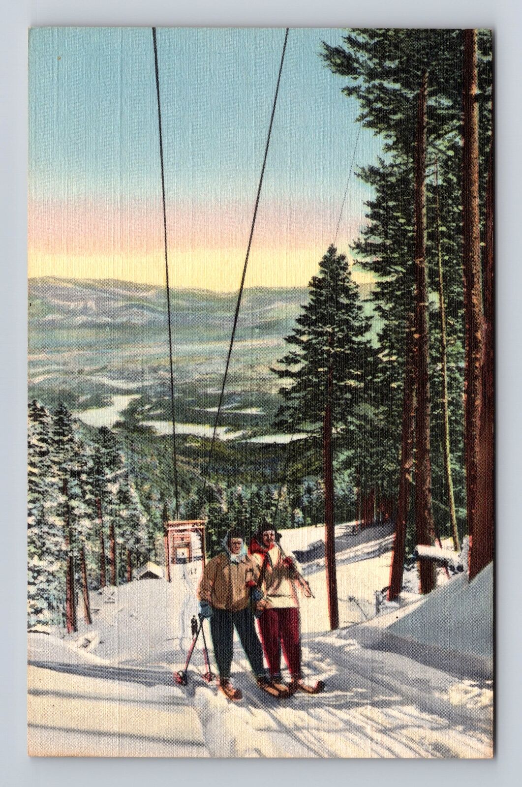 Albuquerque NM-New Mexico, Skiing in New Mexico, Antique Vintage Postcard