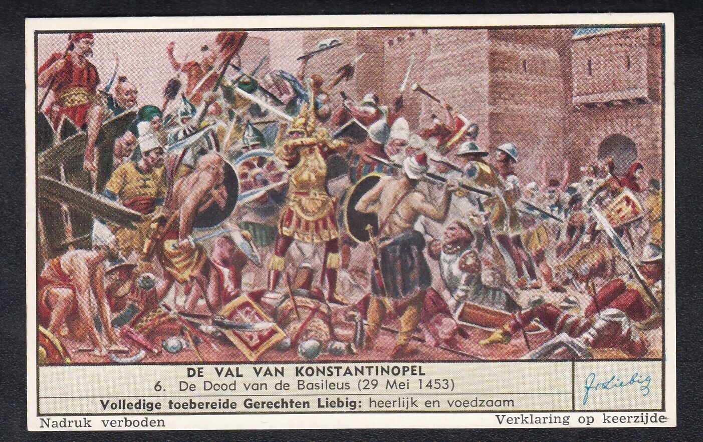 Vintage 1954 FALL OF CONSTANTINOPLE Card 29 May 1453