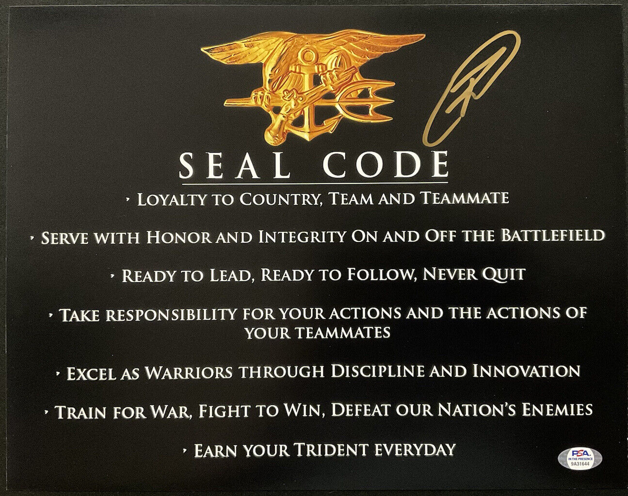 Rob O’Neill Signed Seal Code 11x14 Photo Navy Seal Shot Bin Laden PSA 9A31644