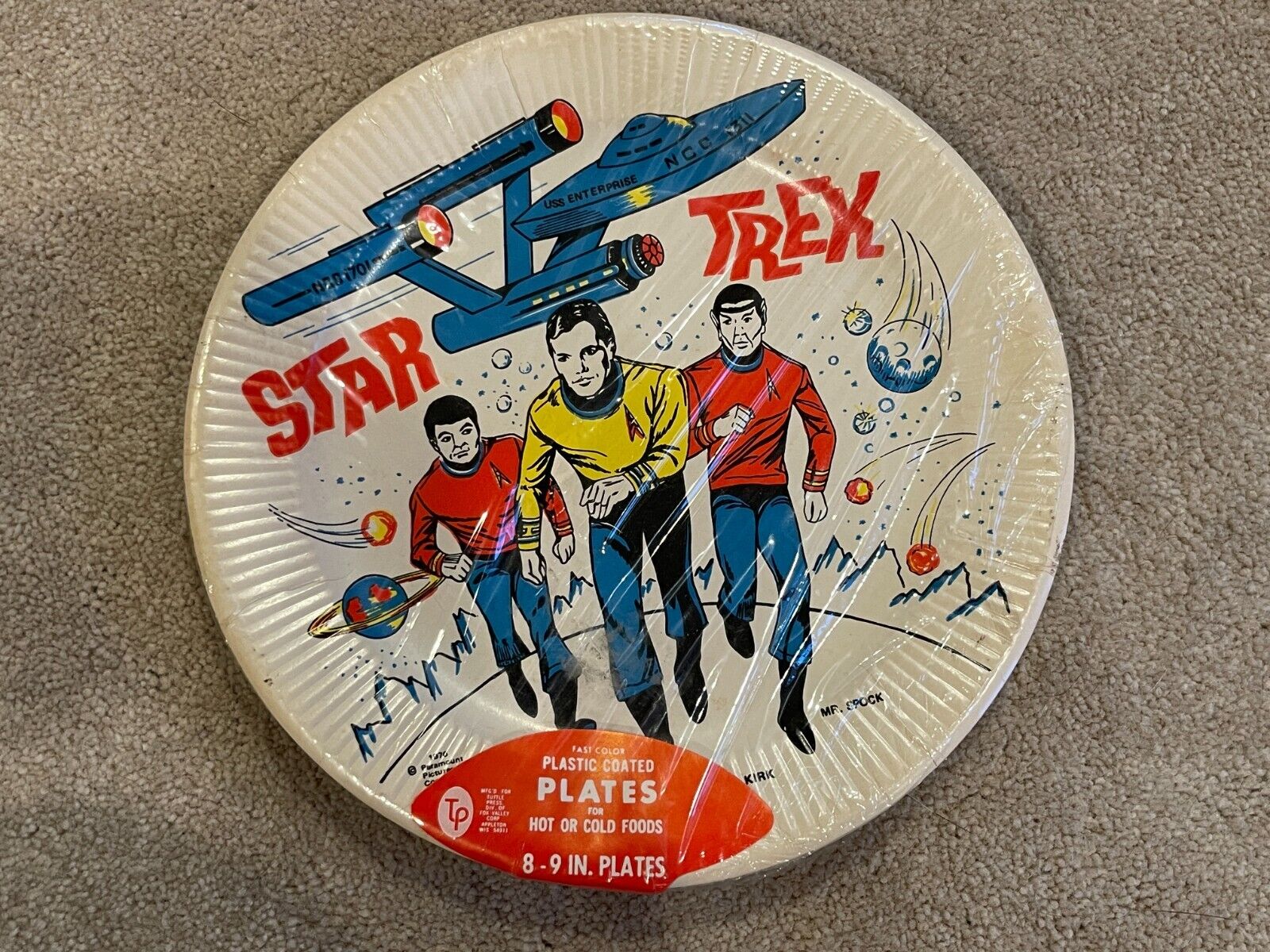 Vintage 1976 Star Trek Paper Party Plates, 9 inch, TOS, NEW SEALED