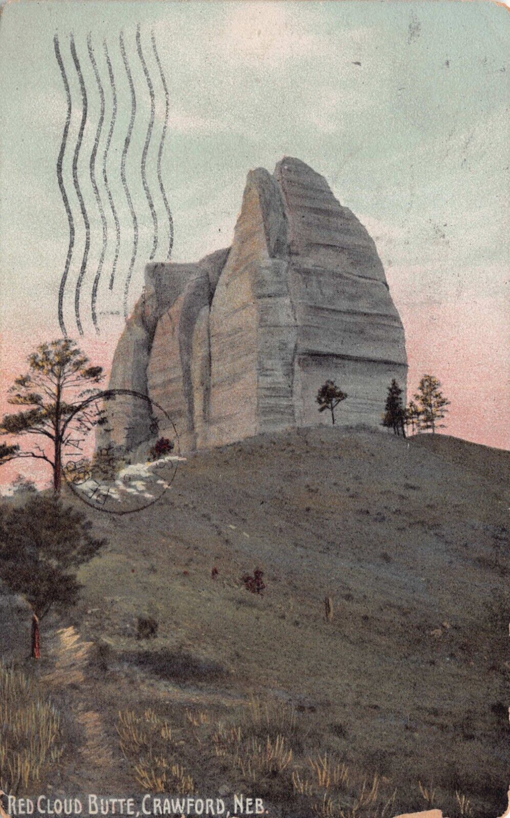 Rushville Nebraska Red Cloud Butte Crawford NE Cancel 1908 Vtg Postcard CP354