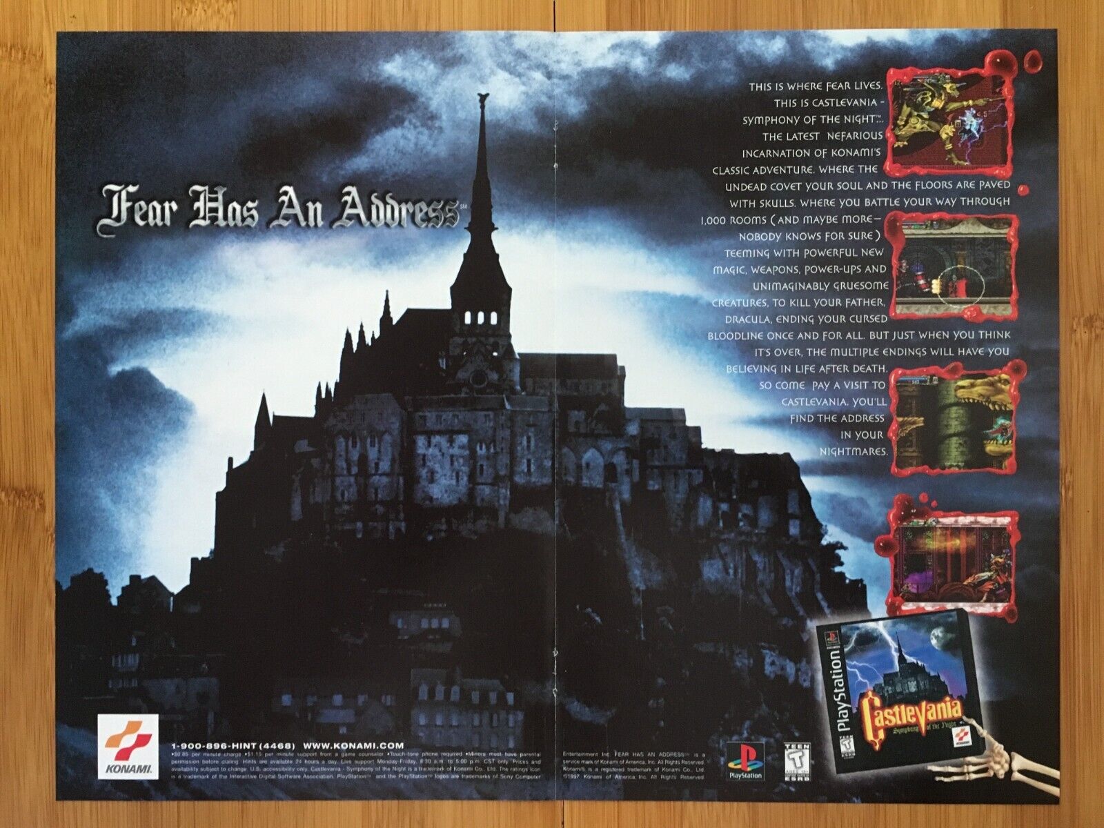 1997 Castlevania Symphony of the Night PS1 Vintage Print Ad/Poster Official Art