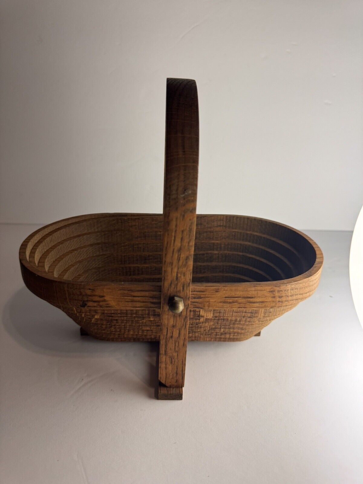 Vintage Signed Deep Spring Collapsible Wooden Basket 10x6\