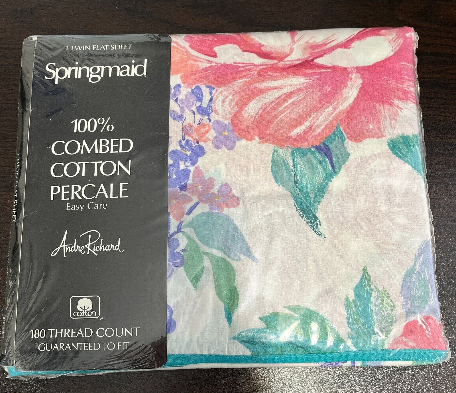 Vintage Springmaid Floral Flat Sheet Andre Richard Twin Bright Cottage
