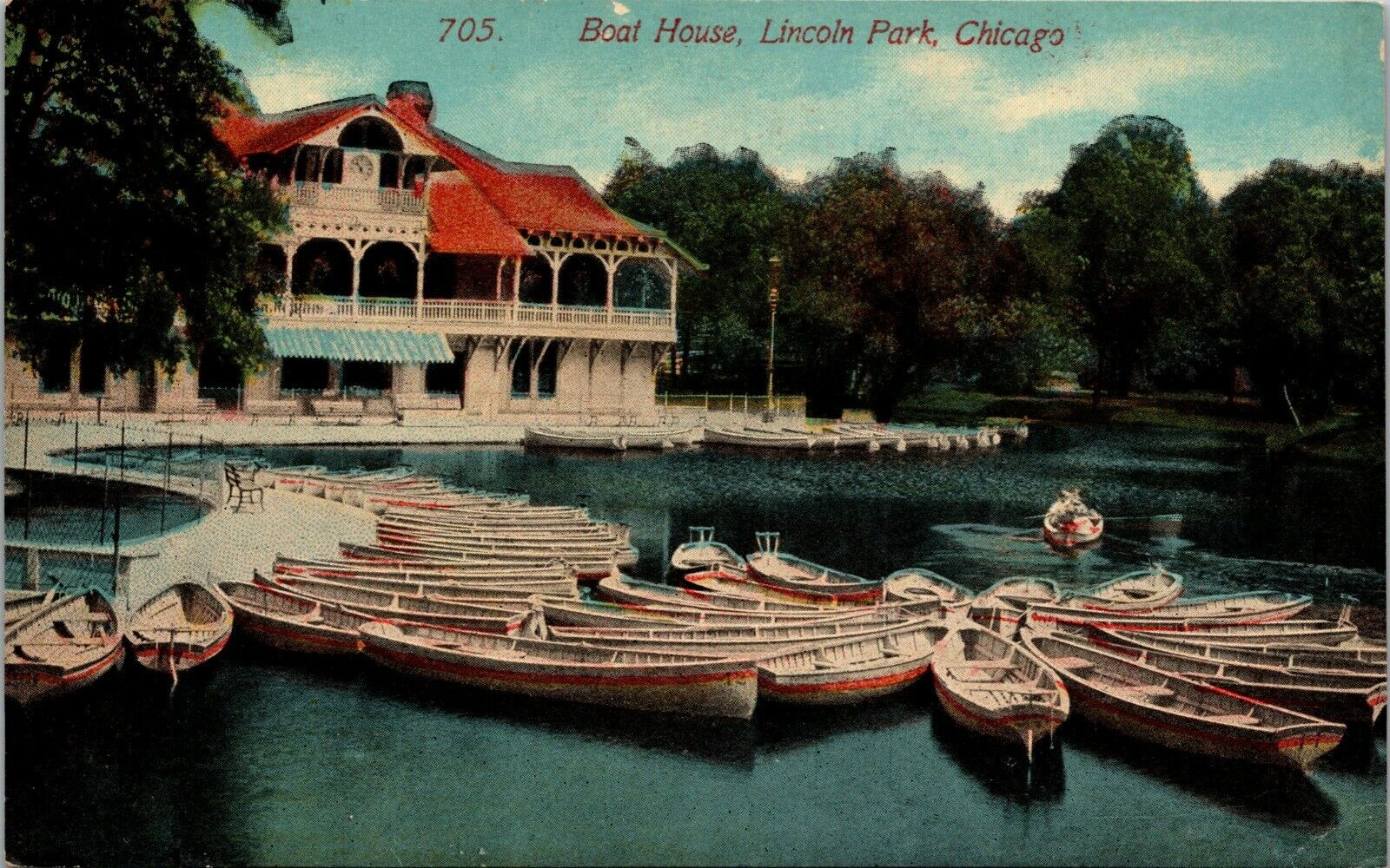 Boat House Lincoln Park Chicago IL c1907 Vintage Postcard