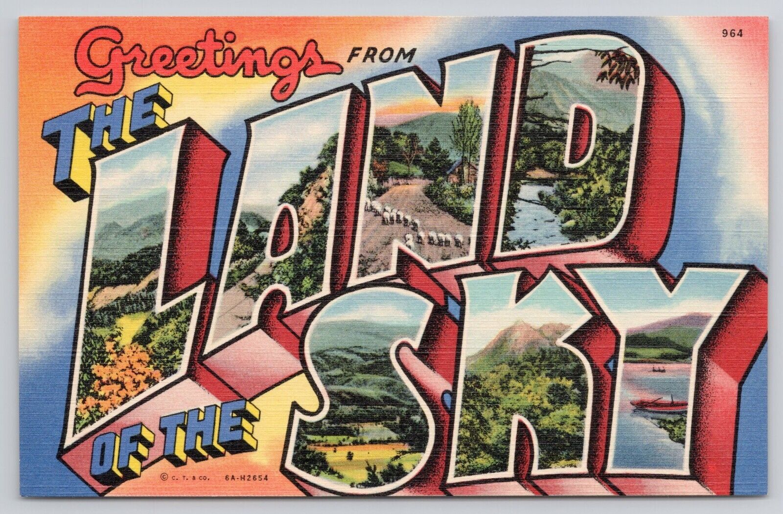 Greetings from Land of the Sky North Carolina NC Large Letters Vintage Postcard