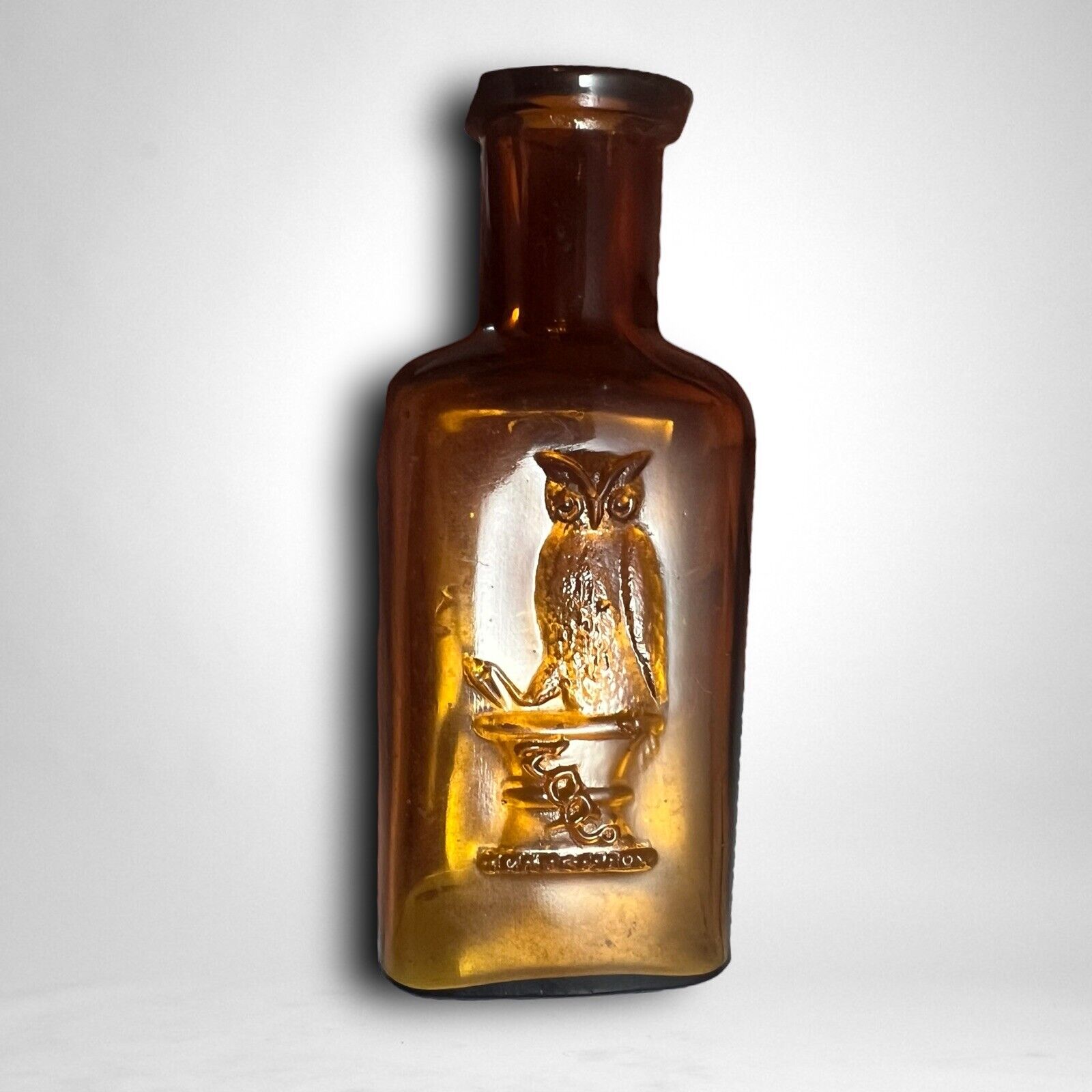 Rare   Antique, Amber Brown THE OWL DRUG CO Bottle