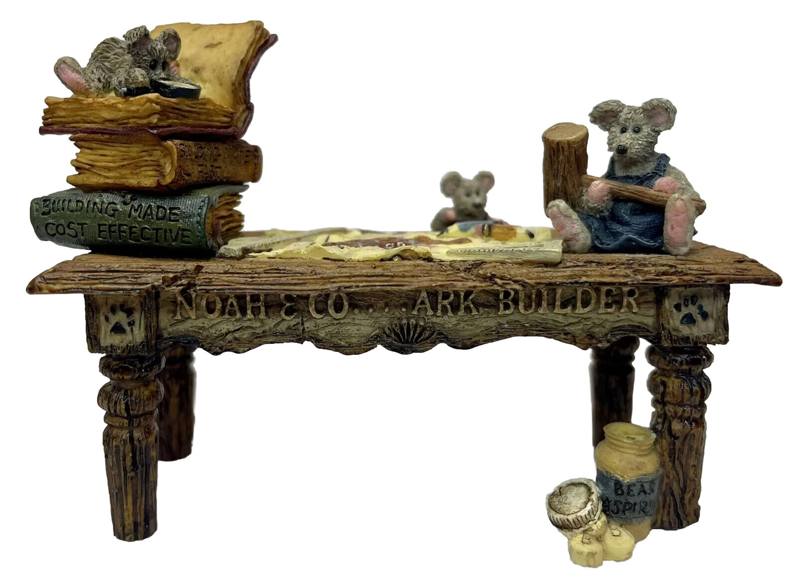 Noah's Genius At Work Table Boyds Bears Noah’s Ark Figurine with mice F.O.B.