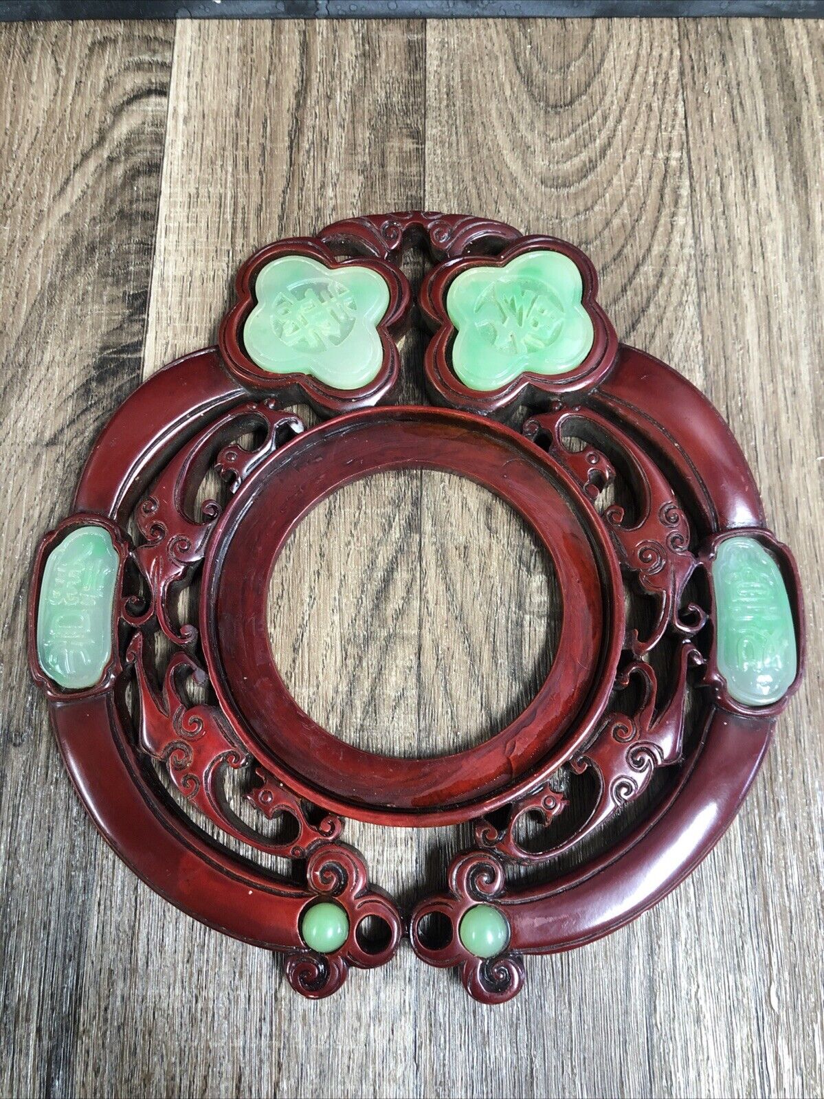 Vintage Chinese Mandarin Product Red Faux Jade Wall Hanging Asian D4