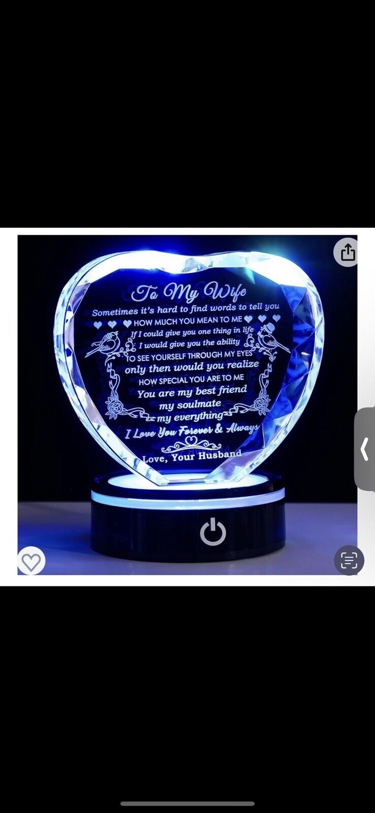 Gifts for Wife with Colorful LED Base I Love You Gifts for Her from Husband Best