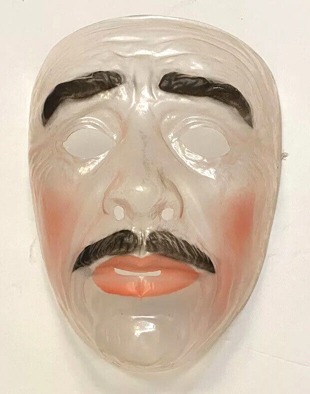 Vintage 1960s Plastic Halloween Clear Transparent Old Man -Rubber Band In Tact