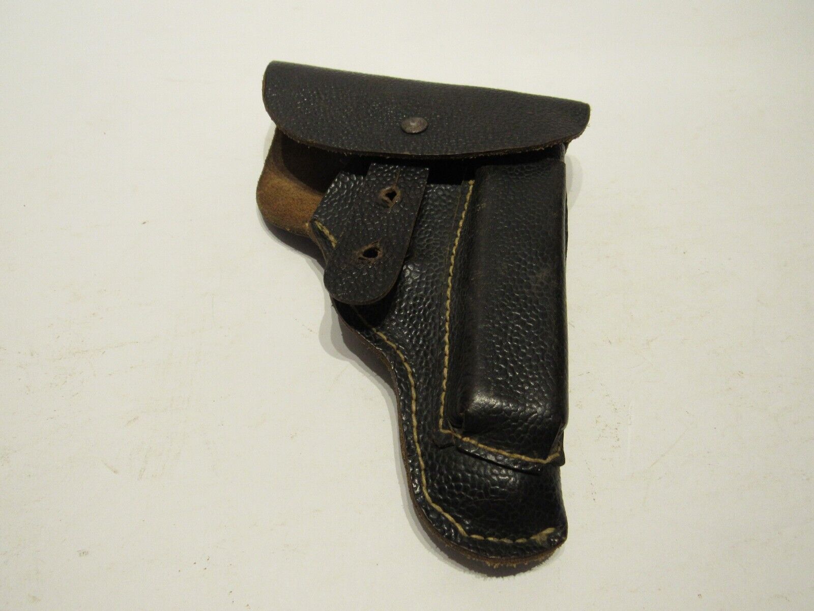 WWII CZ P Mod 27 Holster.  German issued pebble grain leather late war