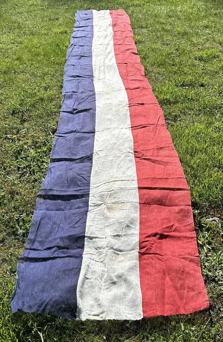 Antique Patriotic American Red White & Blue Cloth Linen Bunting 216\