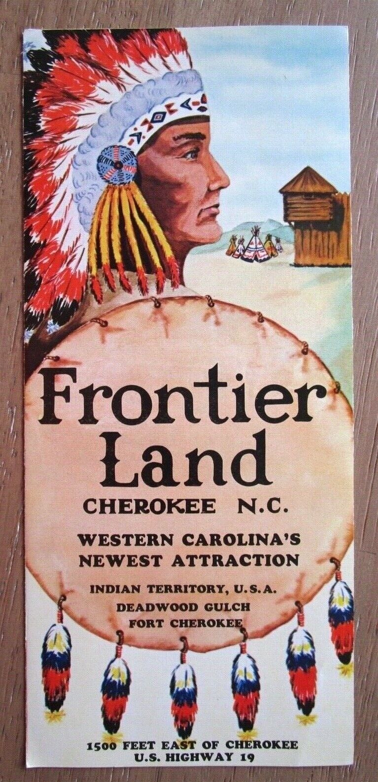 1960s Cherokee North Carolina Frontier Land Amusement Park Brochure - E5C-8