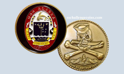 USS Alaska SSBN 732 Submarine Challenge Coin Jolly Roger USN
