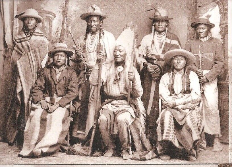 Real photo postcard Shoshone Chief Washakie and Chiefs