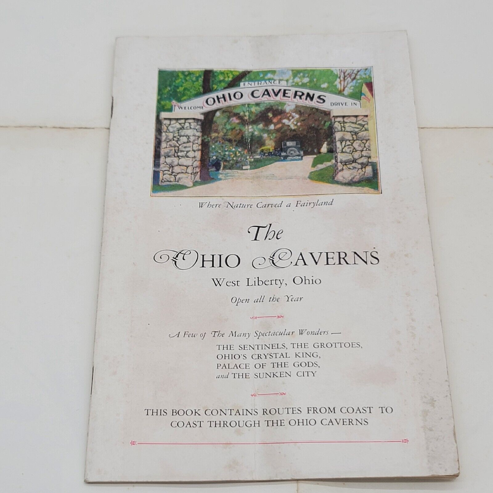 Vintage Ohio Caverns West Liberty Ohio Booklet Routes Coast to Coast