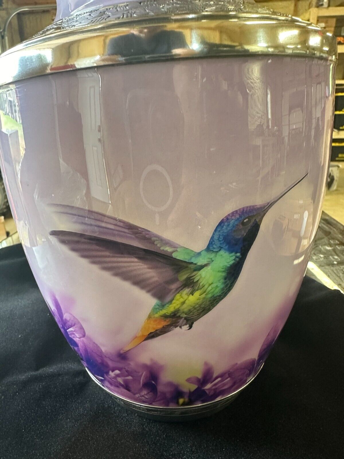 Hummingbird Design Cremation Urn for Adult Human Ashes with Velvet Bag