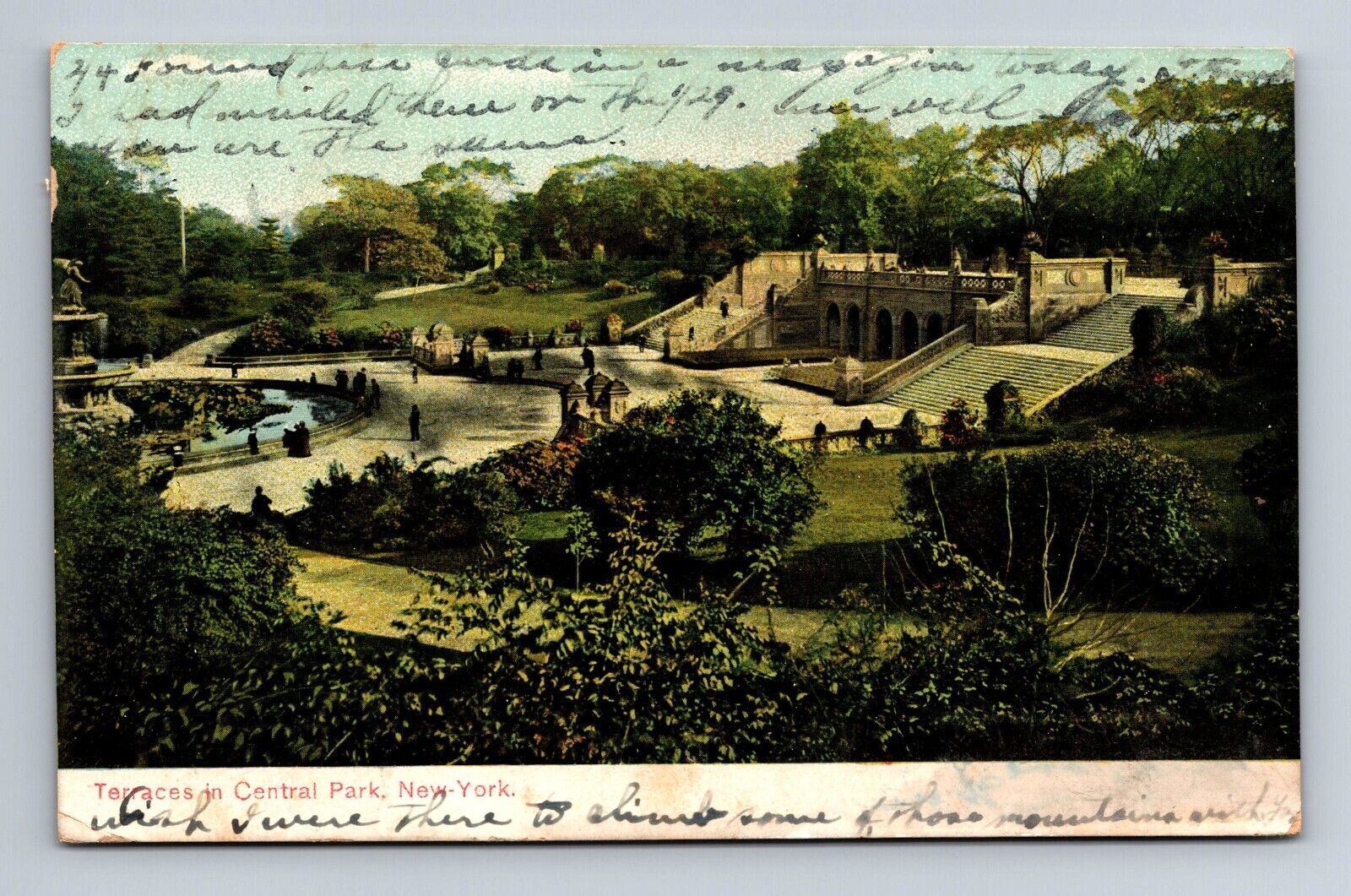 Terraces Central Park New York Postcard NY to CO 1908