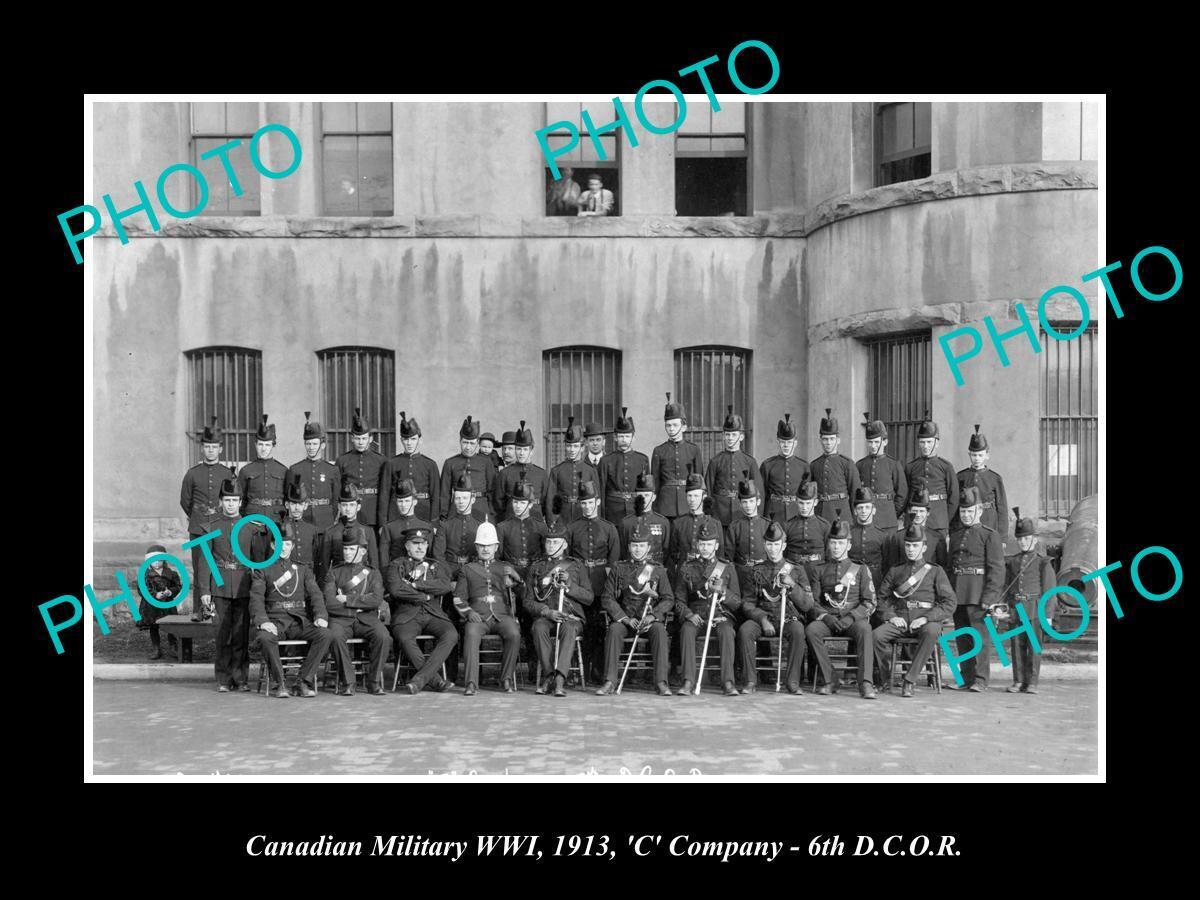 OLD HISTORIC PHOTO OF CANADIAN MILITARY WWI C COMPANY 6th DCO REGIMENT c1913