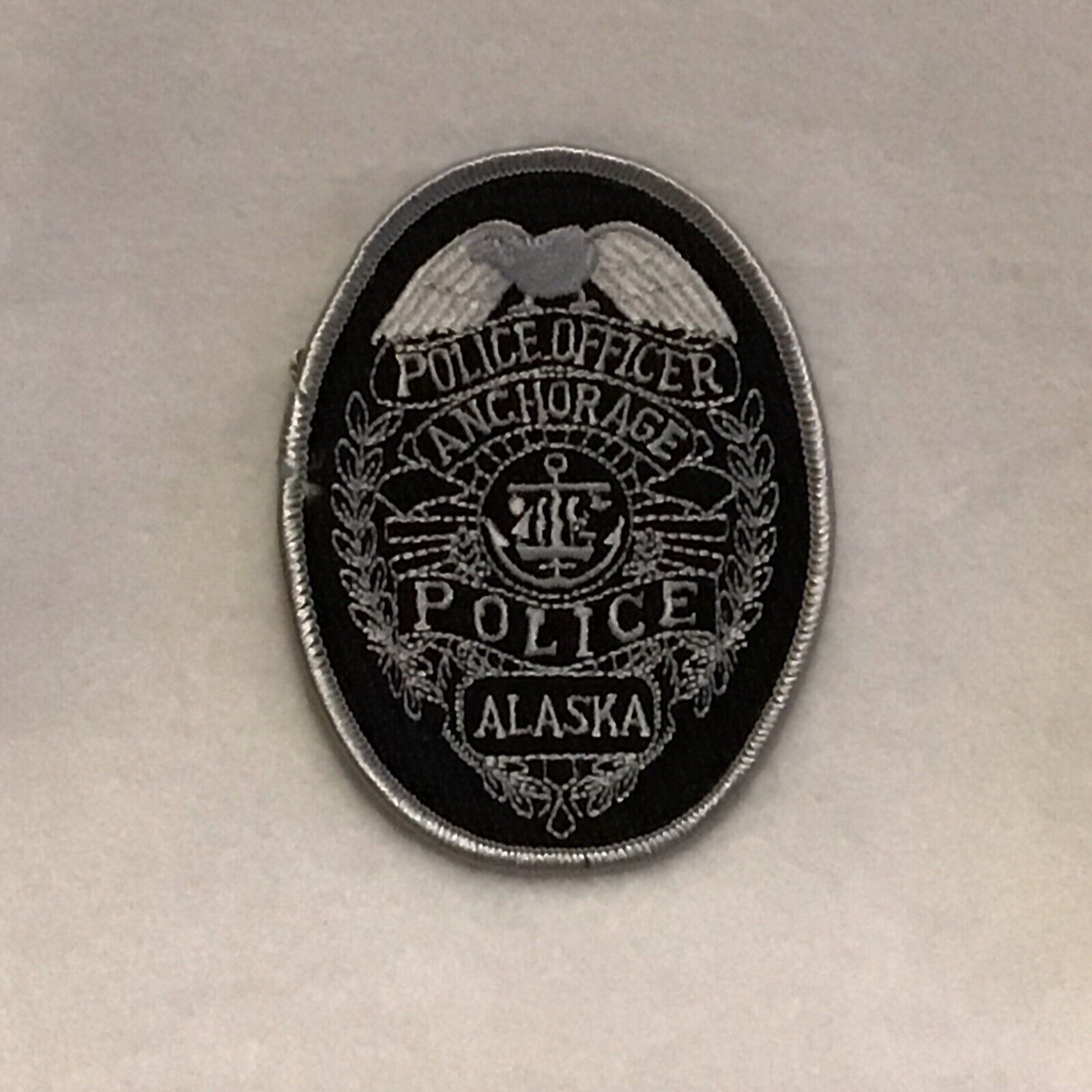 Vintage Anchorage, Alaska Police Officer Black & Silver Embroidered Patch 