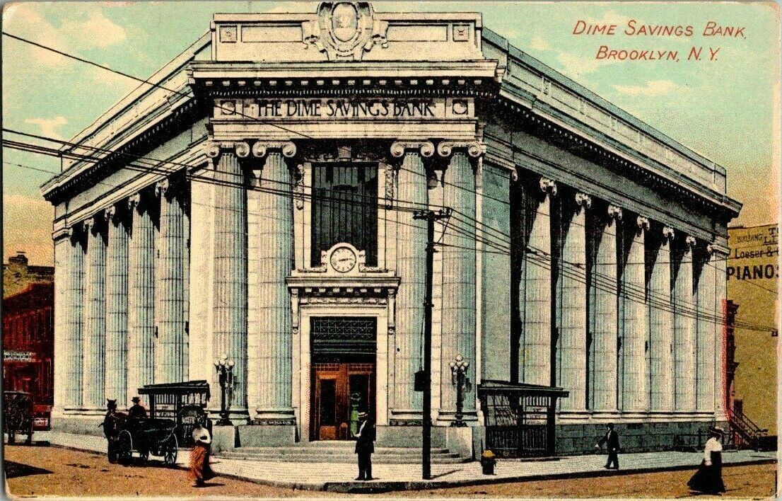 1908. BROOKLYN,NY. DIME SAVINGS BANK.  POSTCARD TM24