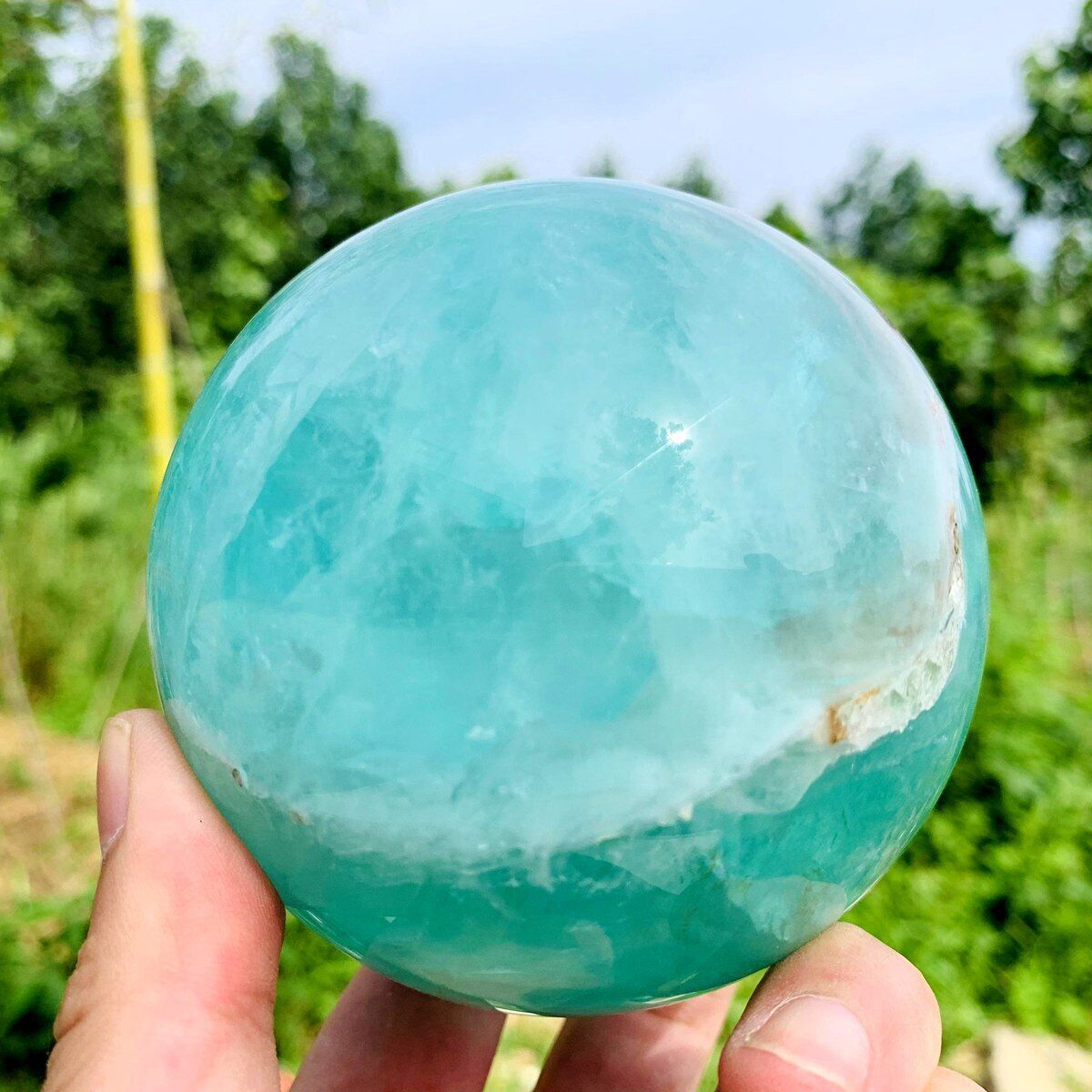 1092g natural fluorite sphere quartz crystal polished healing