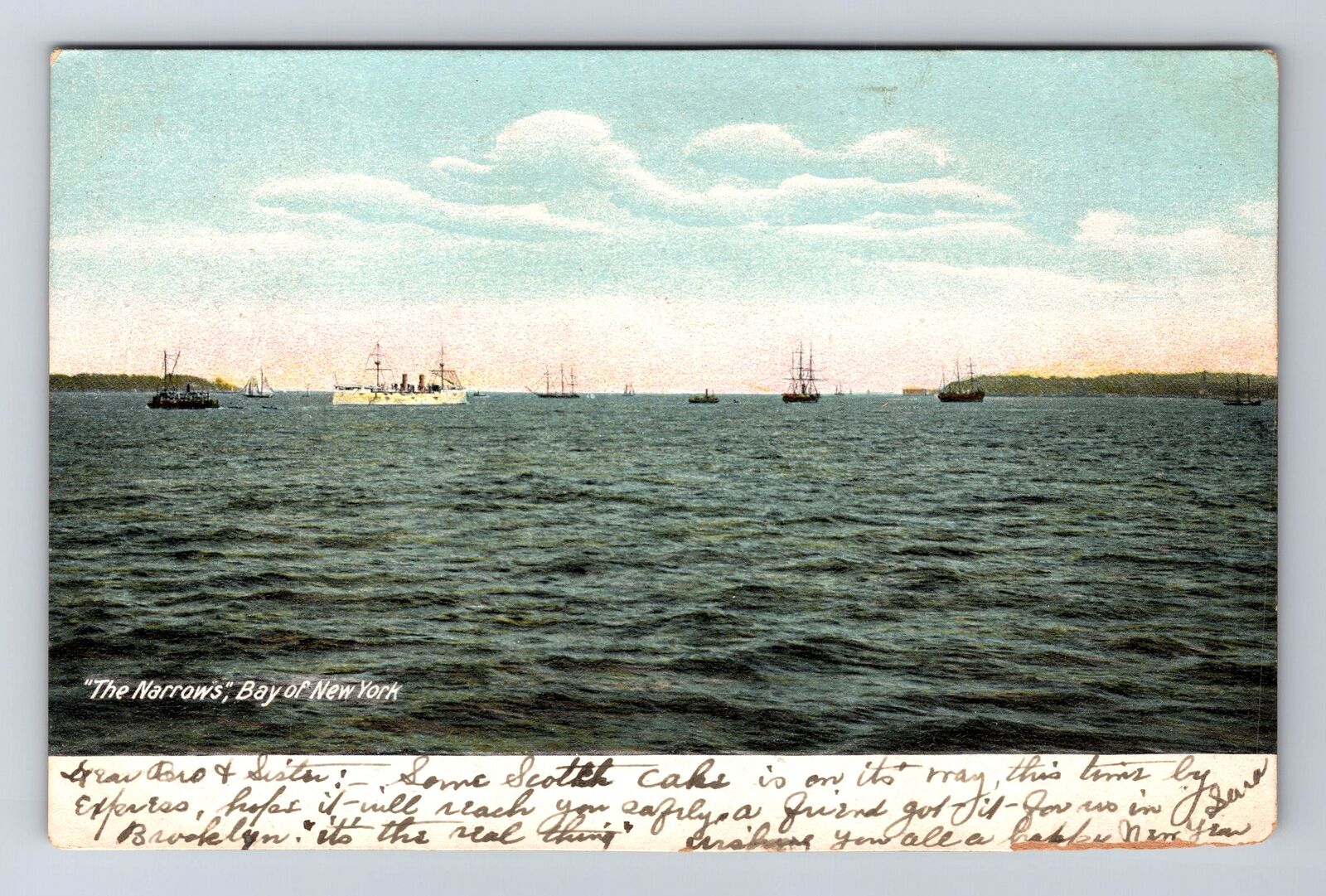 New York City NY, The Narrows, Bay Of New York, Vintage Souvenir Postcard