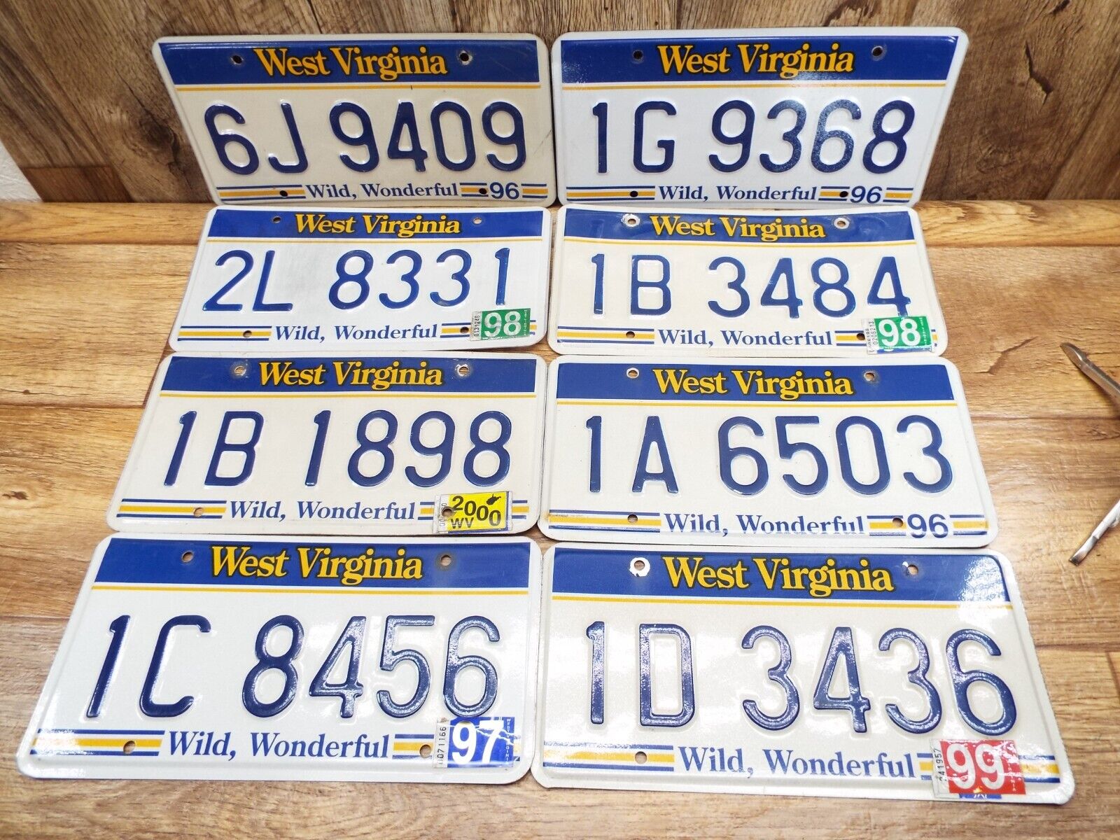 8 VTG Lot WEST VIRGINIA STATE License Plates -WILD AND WONDERFUL