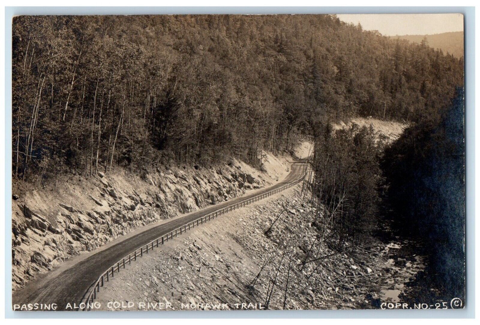 c1910\'s Passing Along Cold River Mohawk Trail MA Antique RPPC Photo Postcard