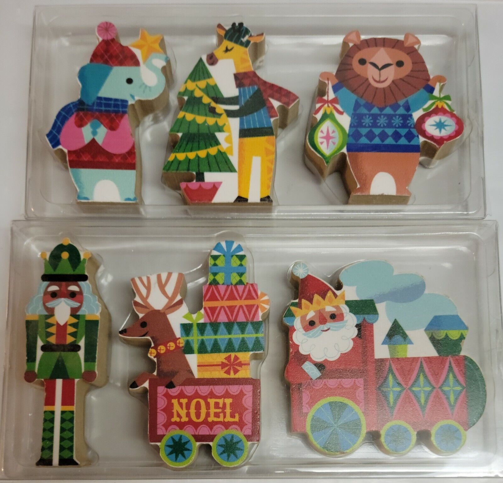 6pc Wondershop Decorative Wood Mantel Character Figures Santa Train Christmas 3