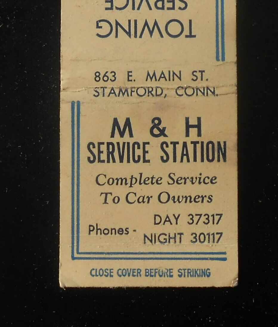 1940s M & H Service Station Towing Repairing 863 E. Main St. Stamford CT MB