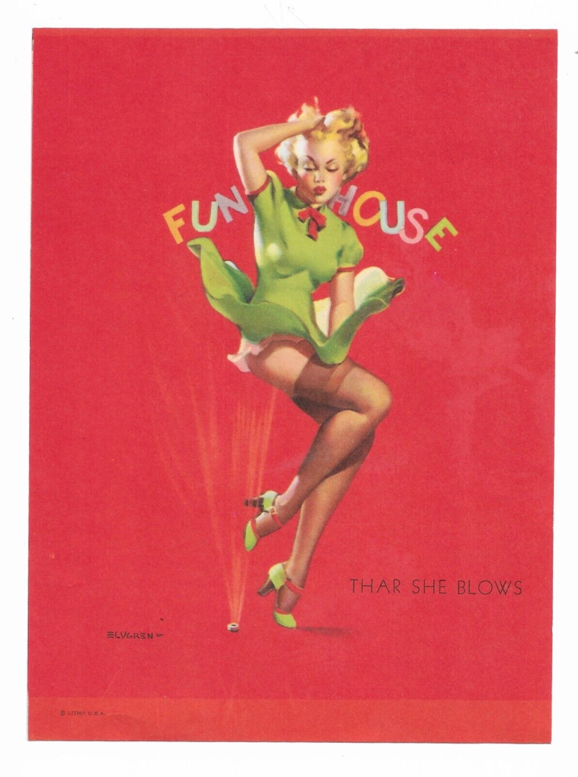 Vintage & Original PINUP “Thar She Blows” (1940s) by Gil Elvgren