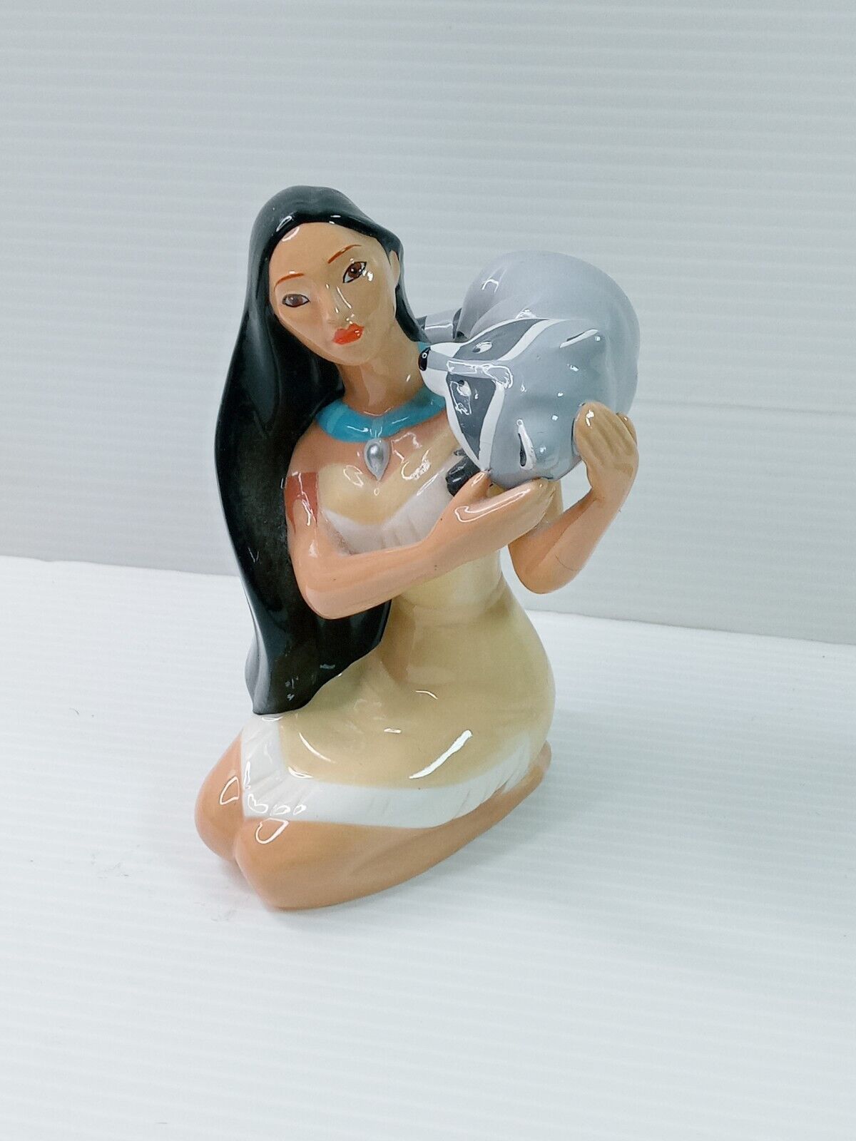Disney Pocahontas With Meeko Ceramic Disney Vintage Figurine 