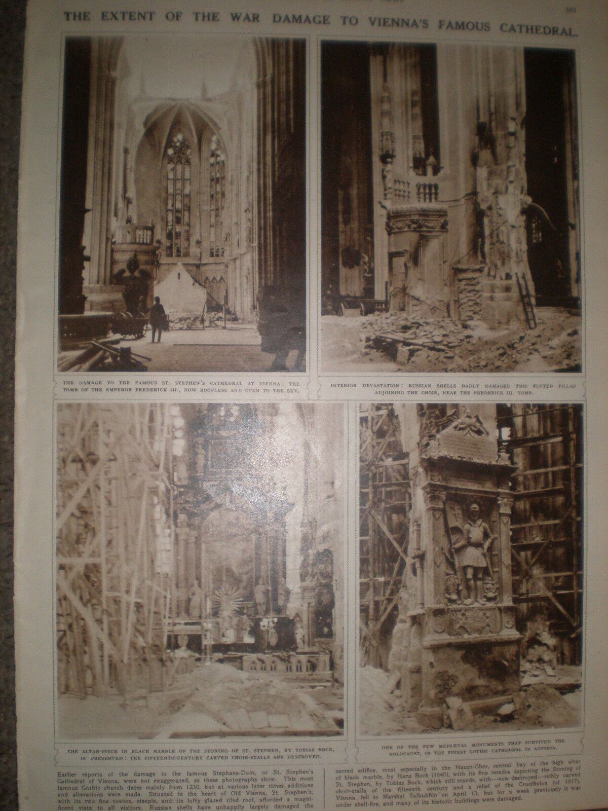 Photo article Austria war damage to Vienna Cathedral 1945 ref AP