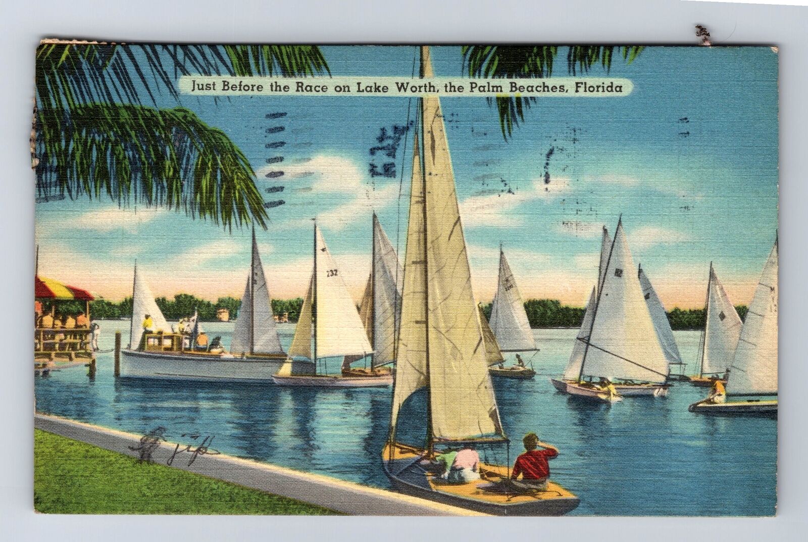 Palm Beach FL-Florida, Lake Worth Sale Boats, Antique Vintage c1939 Postcard