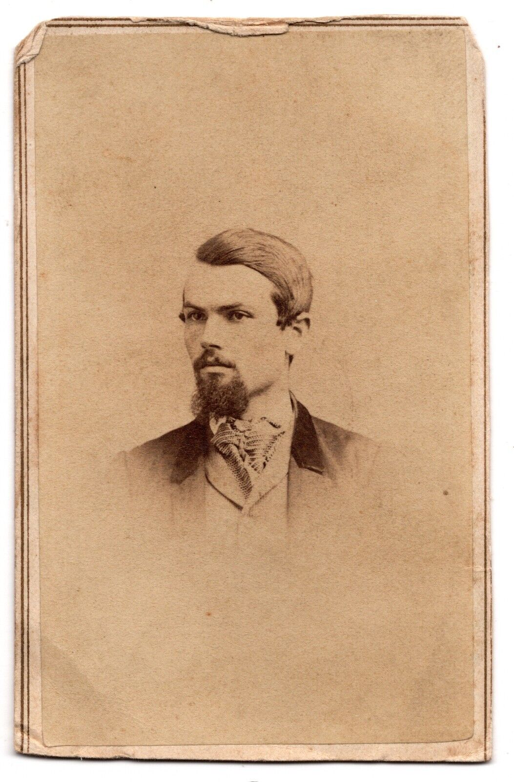 ANTIQUE CDV C. 1860s MILLER & ROWELL HANDSOME BEARDED MAN BOSTON MASSACHUSETTS