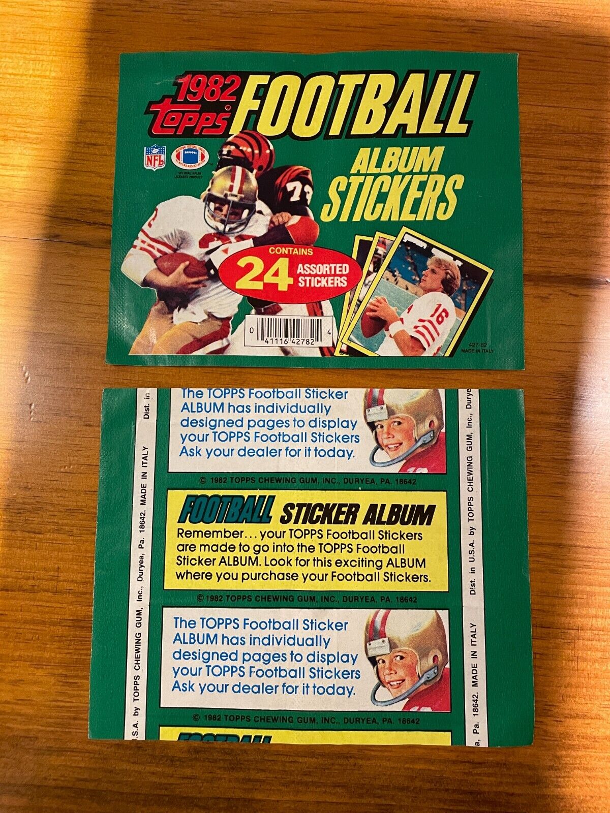 1982 Topps Football Stickers Wax Pack Wrappers -Wrappers Only-Joe Montana Rookie