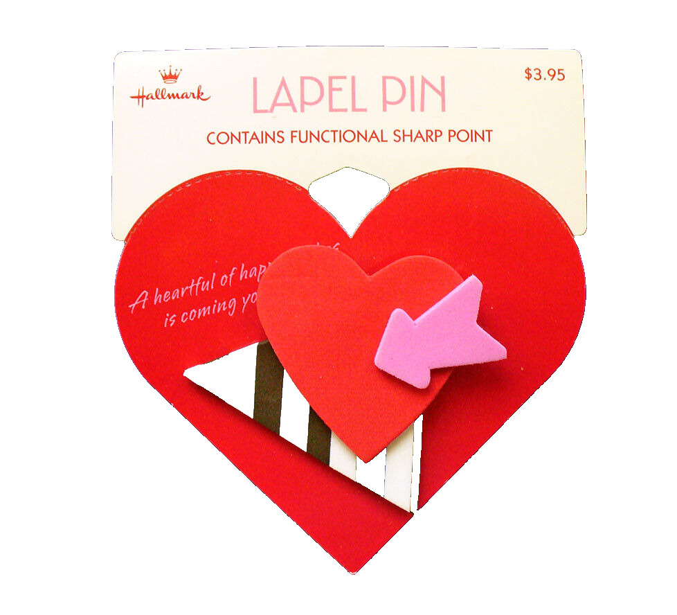Hallmark PIN Valentines Vintage HEART 3D FOAM ARROW Modernistic 1992 Holiday NEW