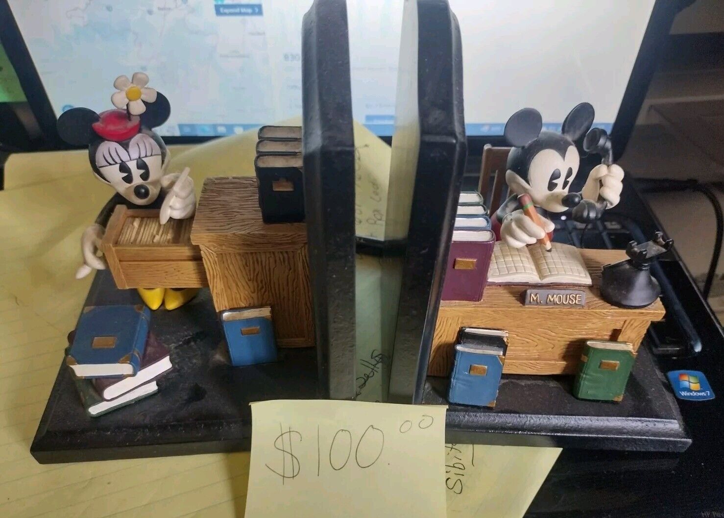 Disney Mickey and Minnie Mouse Sitting at Office Desk Bookends Figi Graphics