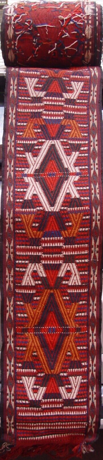 60 ft COMPLETE TENT BAND ANTIQUE YOMUD TURKMEN HAND-WOVEN  WOOL TEXTILE CLEANED 