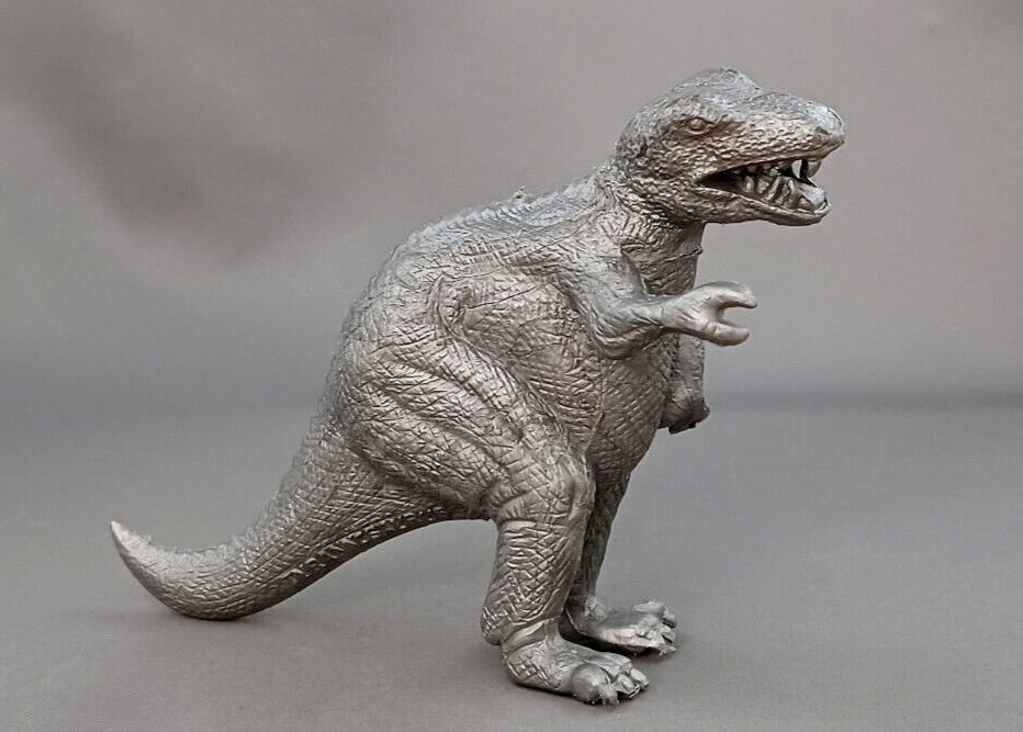 Marx Tyrannosaurus Dinosaur 1950s Prehistoric Playset Vintage Silver Plastic