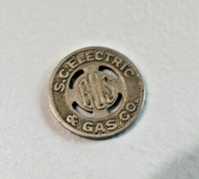 Vintage S. C. Electric & Gas Co. Transportation Fare Token Approx. 5/8\