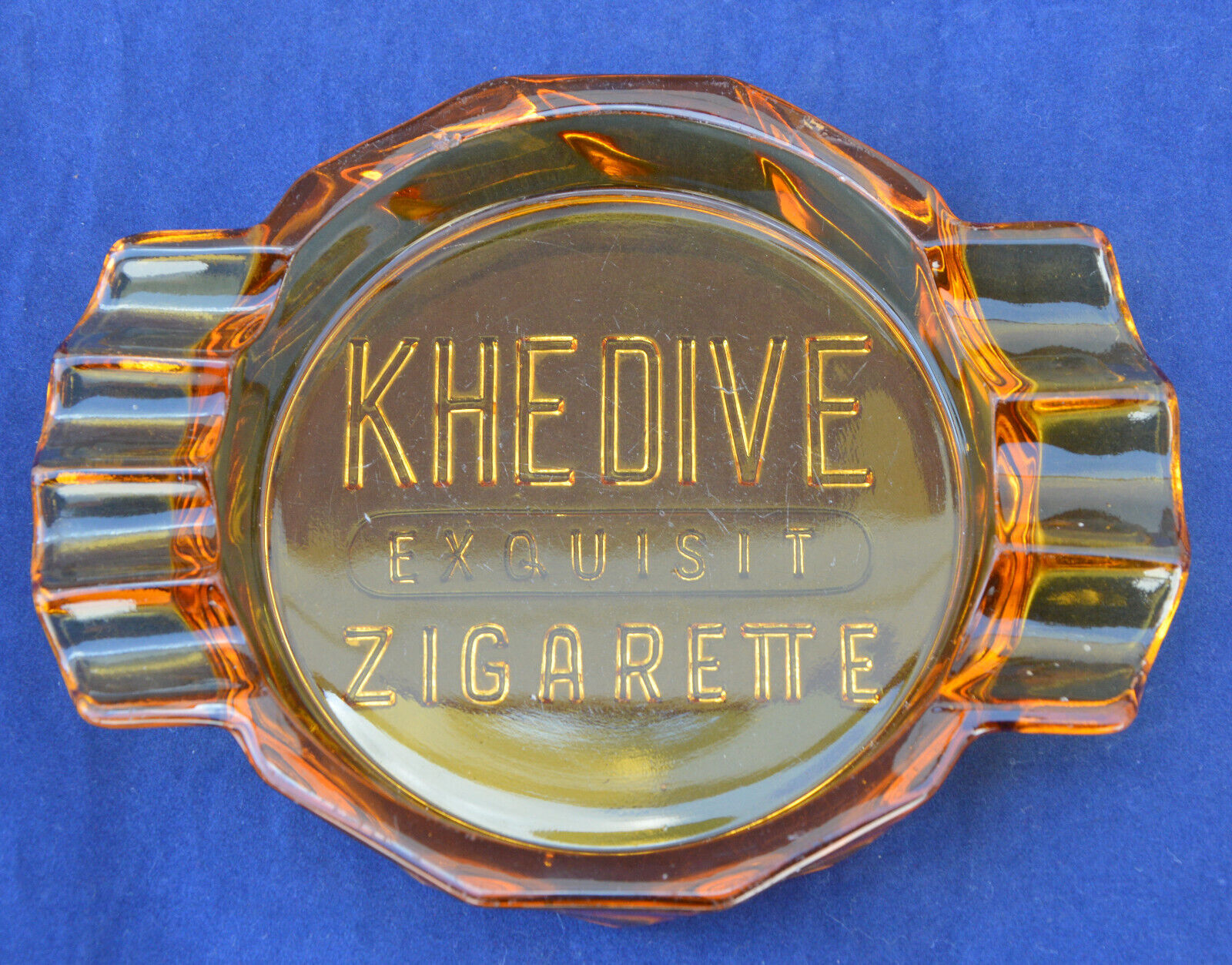 Antique Vintage German Glass Ashtray Khedive Exquisit Zigarette RARE