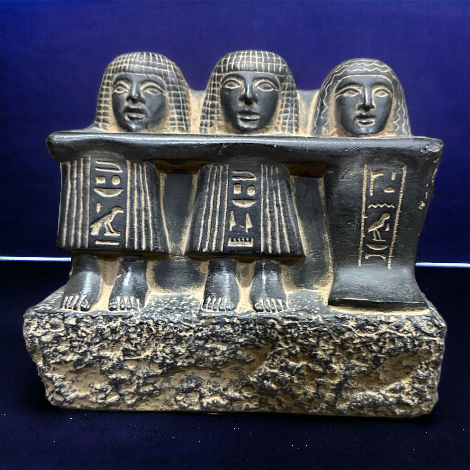 Ancient Antiquities of Statue The Family Group of Three Unique Rare Egyptian BC