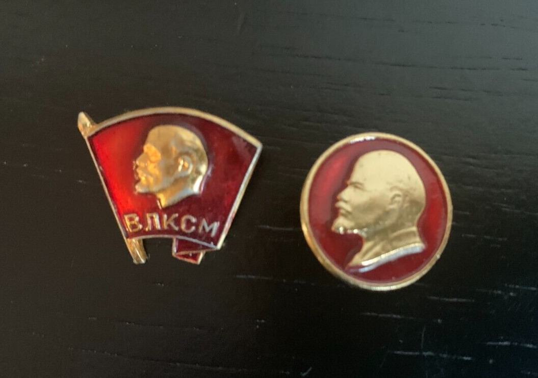 Vintage USSR  Soviet Russia Komsomol (Youth Communist Union) Lenin Pins Badges 
