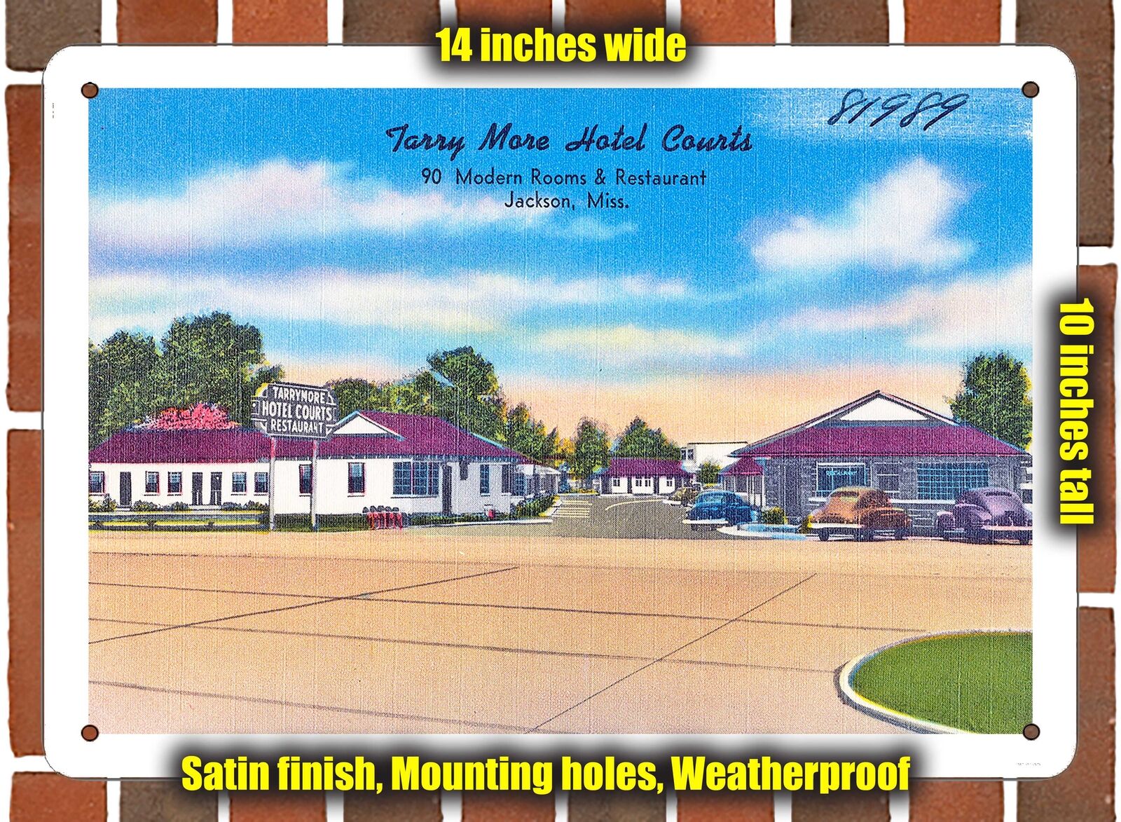 METAL SIGN - Mississippi Postcard - Terry More Hotel Courts, 90 Modern Rooms &