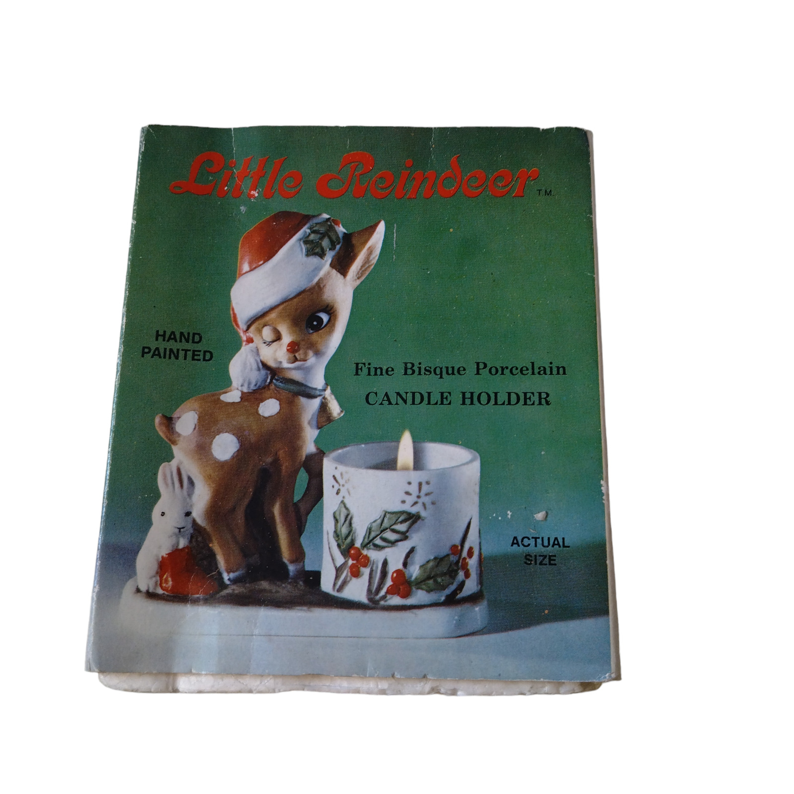 Jasco Little Reindeer Porcelain Christmas Candle Holder Vintage 1978 In Box CB2